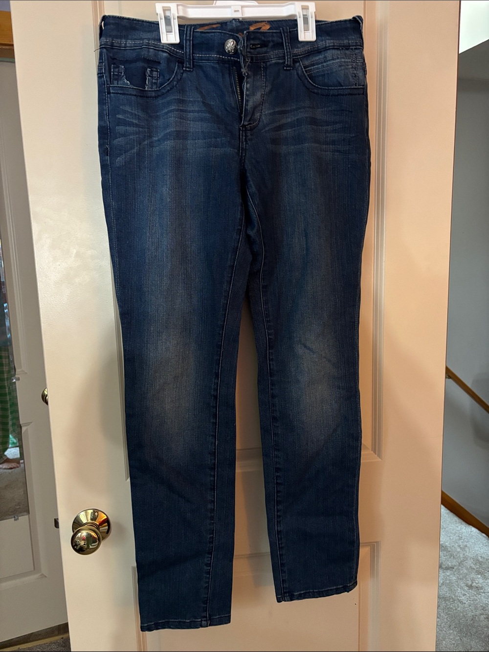 Seven7 Dark Blue Straight-Leg Women's Jeans